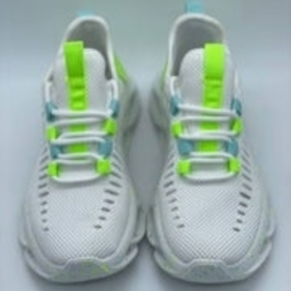 Kids White and Neon Green Sneakers